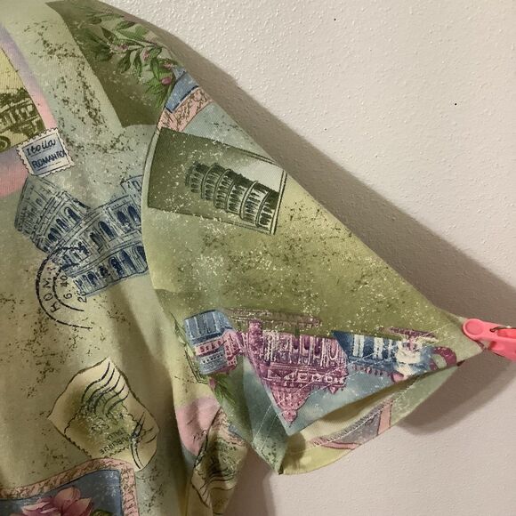 Vintage Y2K Fairy Grunge Green Rome Roma Vacation Graphic Rhinestone T Shirt XL - Picture 5 of 12